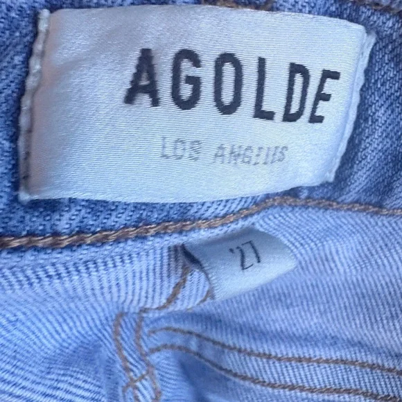 AGOLDE Willow High Rise Slim Jeans Size 27 Raw Hem Light Wash - Picture 3 of 6